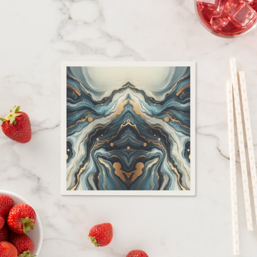 Blauw Blauwgroen Gouden Agaat Modern Glam Elegant  Servet (Insitu)