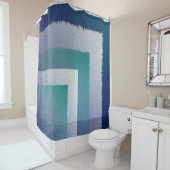 Blauw blauwgroen grijs ex pastel douchegordijn (In situ)