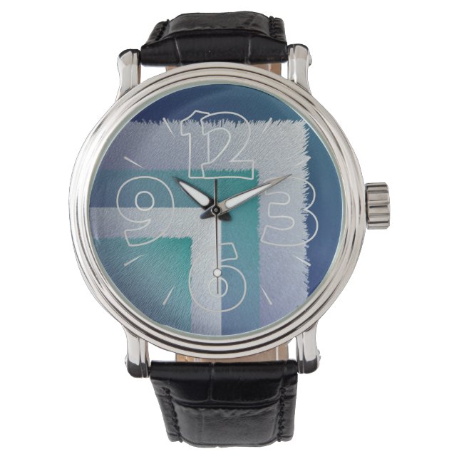 Blauw blauwgroen grijs ex pastel horloge (Voorkant)