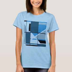 Blauw Blauwgroen Grijs Zwart MCM Look Geometrisch T-shirt