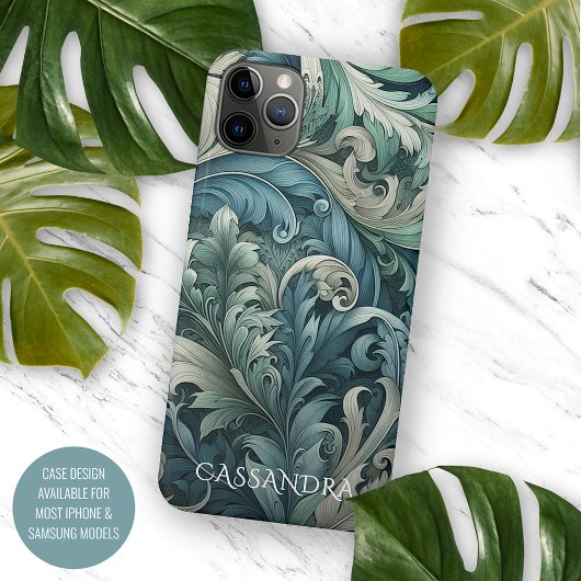 Blauw Blauwgroen Groen Grijs Paisley Kunstpatroon Case-Mate iPhone Case