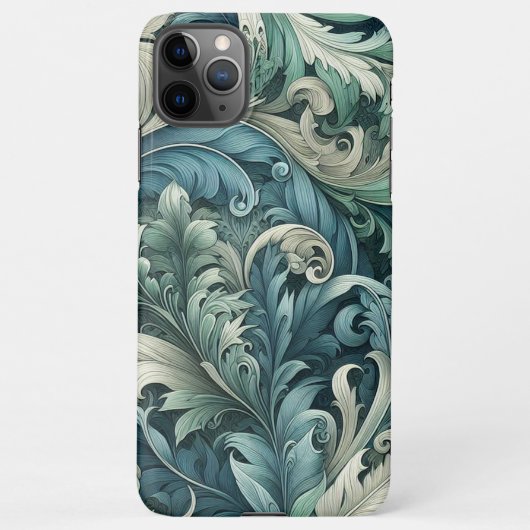 Blauw Blauwgroen Groen Grijs Paisley Kunstpatroon iPhone Hoesje (Achterkant)