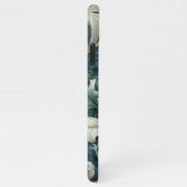 Blauw Blauwgroen Groen Grijs Paisley Kunstpatroon iPhone Hoesje (Rechterkant)