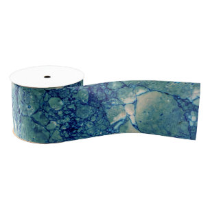 Blauw Blauwgroen groen marmeren textuur Grosgrain Lint