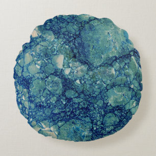 Blauw Blauwgroen groen marmeren textuur Rond Kussen