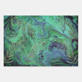 Blauw Blauwgroen Groen Modern Fluid Art Inpakpapier Vel (Voorkant 3)