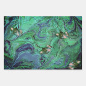 Blauw Blauwgroen Groen Modern Fluid Art Inpakpapier Vel (Voorkant 2)