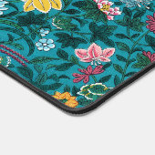 Blauw Blauwgroen groen rood roze geel bloemenpatro Bureaumat (Hoek)