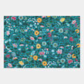 Blauw Blauwgroen groen rood roze geel bloemenpatro Inpakpapier Vel (Voorkant 3)