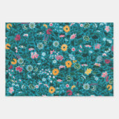 Blauw Blauwgroen groen rood roze geel bloemenpatro Inpakpapier Vel (Voorkant 2)