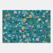 Blauw Blauwgroen groen rood roze geel bloemenpatro Inpakpapier Vel (Voorkant)