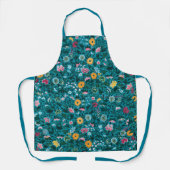 Blauw Blauwgroen groen rood roze geel bloemenpatro Schort (Voorkant)