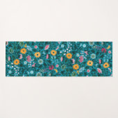 Blauw Blauwgroen groen rood roze geel bloemenpatro Yogamat (Voorkant (horizontaal))