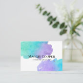 Blauw blauwgroen groen waterverf splash visitekaar visitekaartje (Staand voorkant)