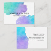 Blauw blauwgroen groen waterverf splash visitekaar visitekaartje (Voorkant / Achterkant)