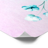 Blauw blauwgroen groene bloemen bloemverwelkomings poster (Hoek)