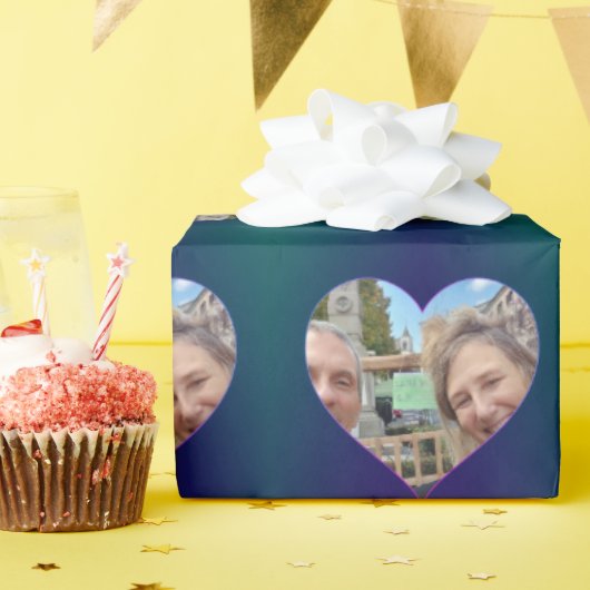 Blauw Blauwgroen Lijst Uw fotopapier ompakken Cadeaupapier (Verjaardagsfeest)