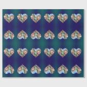 Blauw Blauwgroen Lijst Uw fotopapier ompakken Cadeaupapier (Vlak)