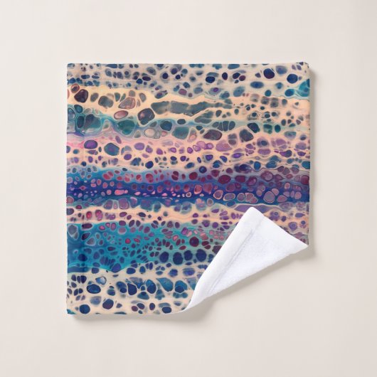 Blauw Blauwgroen Lila wit acryl Abstracte fluïdkun Bad Handdoek (Wasdoekje)