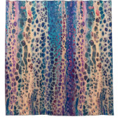 Blauw Blauwgroen Lila wit acryl Abstracte fluïdkun Douchegordijn (Voorkant)