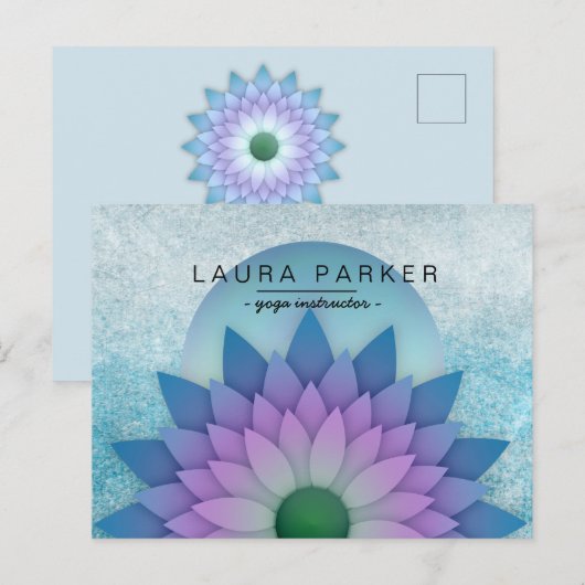Blauw Blauwgroen Lotus Bloem Yoga Meditatie Holist Briefkaart (Voorkant / Achterkant)