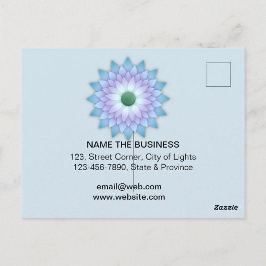 Blauw Blauwgroen Lotus Bloem Yoga Meditatie Holist Briefkaart (Achterkant)