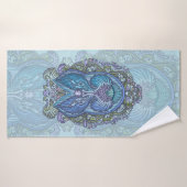 blauw & Blauwgroen Mandala ontwerp Badhanddoek (Badhanddoek)