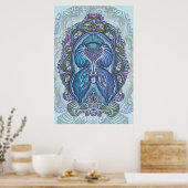 blauw & Blauwgroen Mandala ontwerp Poster (Keuken)