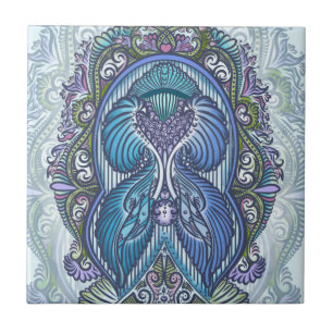 blauw & Blauwgroen Mandala ontwerp Tegeltje