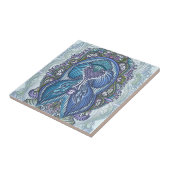  blauw & Blauwgroen Mandala ontwerp Tegeltje (Zijkant)