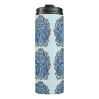  blauw & Blauwgroen Mandala ontwerp Thermosbeker