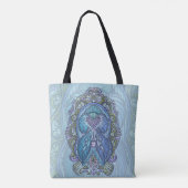  blauw & Blauwgroen Mandala ontwerp Tote Bag (Achterkant)