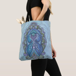 blauw & Blauwgroen Mandala ontwerp Tote Bag