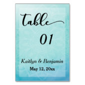 Blauw/Blauwgroen Mandala Waterverf Trouwtafel Numm Kaart (Achterkant)