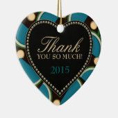 Blauw Blauwgroen monogram Hartelijk dank Ornament (Rechts)