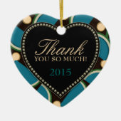 Blauw Blauwgroen monogram Hartelijk dank Ornament (Voorkant)