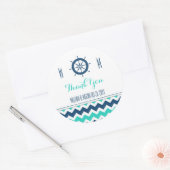 Blauw Blauwgroen Nautisch Bedankt Bruiloftsgunst L Ronde Sticker (Envelop)