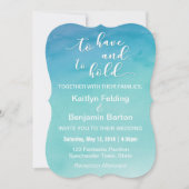 Blauw & Blauwgroen Ombre Waterverf bruiloft uitnod Kaart (Voorkant)