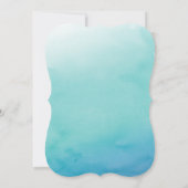 Blauw & Blauwgroen Ombre Waterverf bruiloft uitnod Kaart (Achterkant)