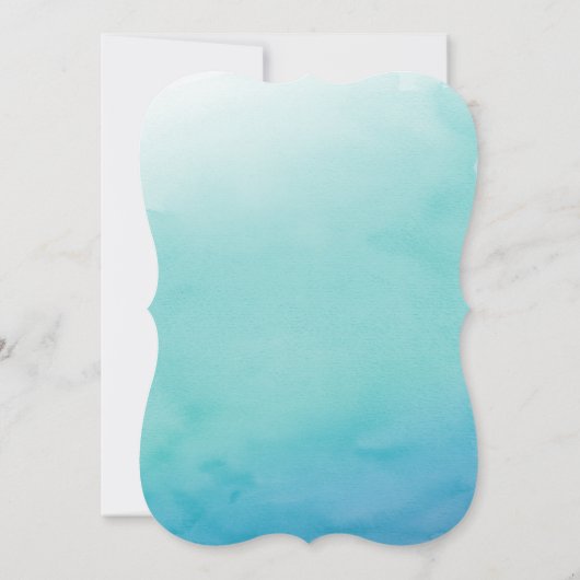 Blauw & Blauwgroen Ombre Waterverf bruiloft uitnod Kaart (Achterkant)