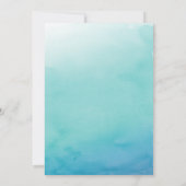 Blauw & Blauwgroen Ombre Waterverf Huwelijksuitnod Kaart (Achterkant)