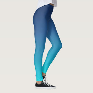 Blauw Blauwgroen Ombre Yoga Leggings
