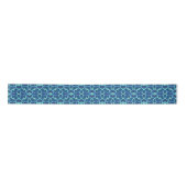 Blauw Blauwgroen openlooppatroon Satijnen Lint (Voorkant)
