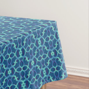 Blauw Blauwgroen openlooppatroon Tafelkleed