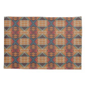 Blauw Blauwgroen Oranje blauw-rood-tribaal kunstpa Kussensloop (Achterkant-Links)