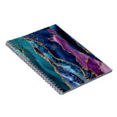 Blauw/Blauwgroen/Paars Agate met Gold Veins Monogr Notitieboek (Rechterzijde)