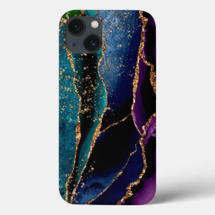 Blauw/Blauwgroen/Paars Agate met goudveinen Case-Mate iPhone Case