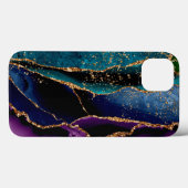 Blauw/Blauwgroen/Paars Agate met goudveinen Case-Mate iPhone Case (Achterkant (horizontaal))