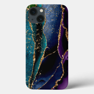 Blauw/Blauwgroen/Paars Agate met goudveinen Case-Mate iPhone Case