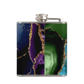 Blauw/Blauwgroen/Paars Agate met goudveinen Heupfles (Achterkant)